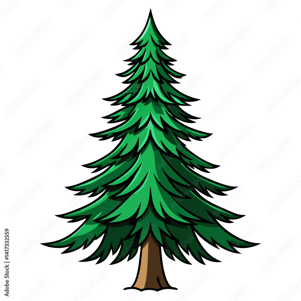 Obraz premium Vibrant Fraser Fir Tree Design with Bold Outlines