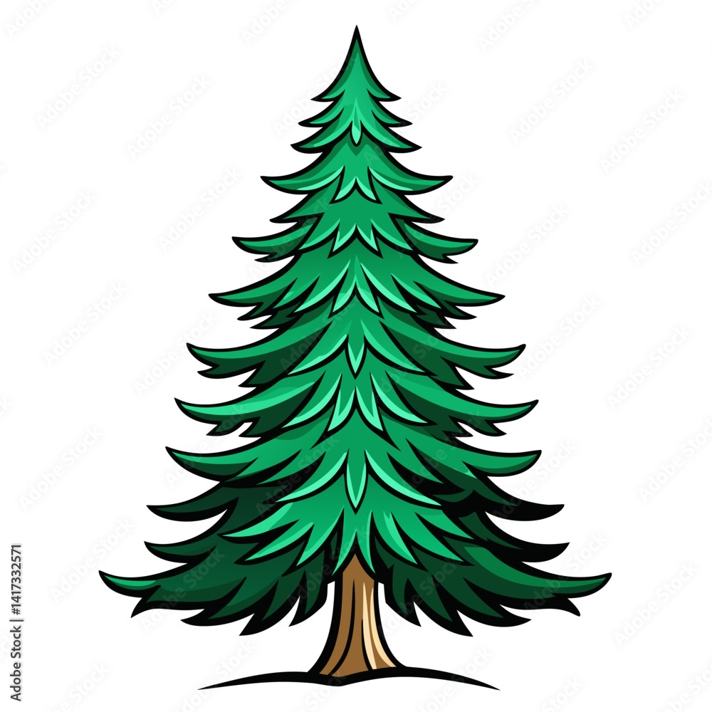 Striking Fraser Fir Tree Artwork on White Striking Fraser Fir Tree Artwork on White