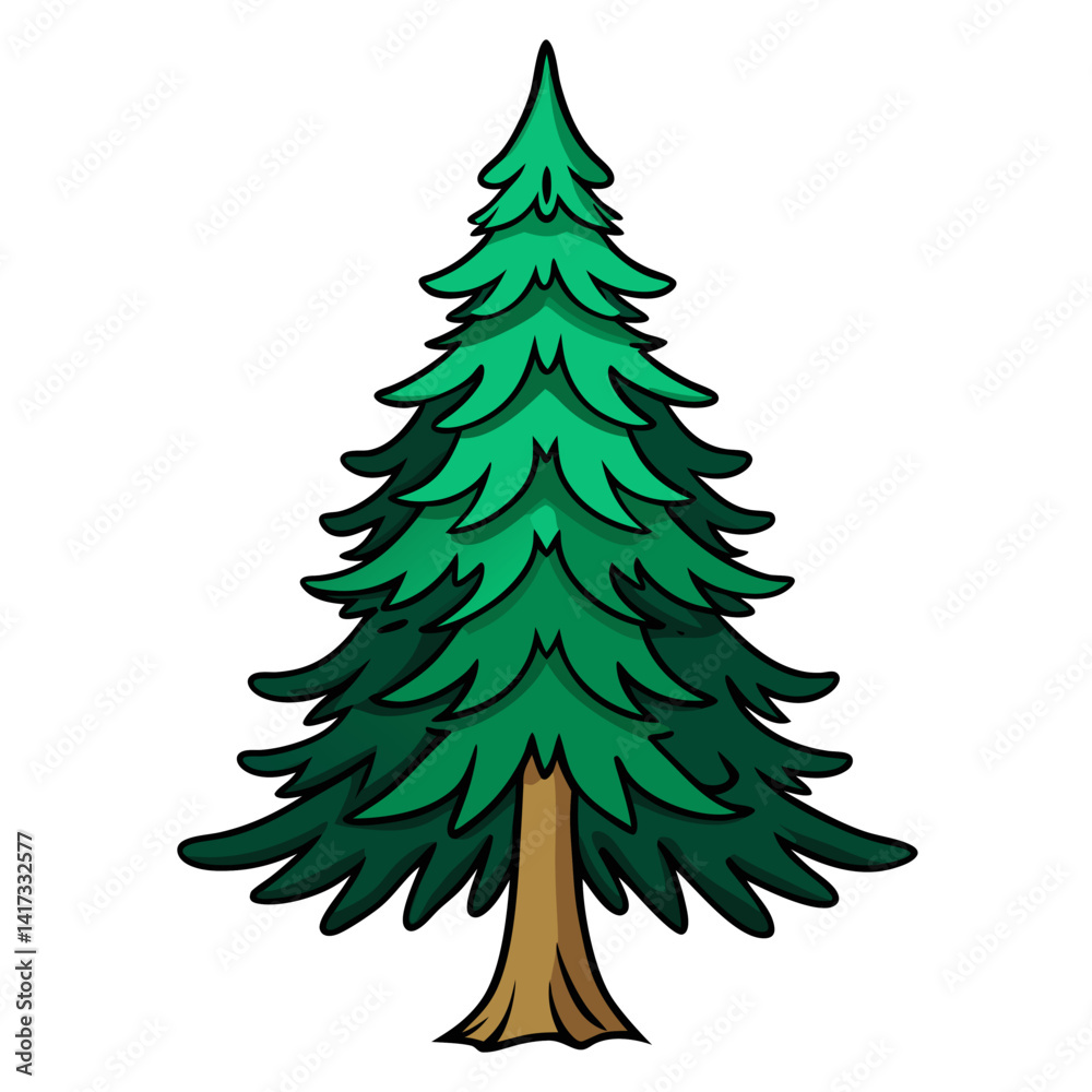 Bold Fraser Fir Tree Illustration on White Background Bold Fraser Fir Tree Illustration on White Background