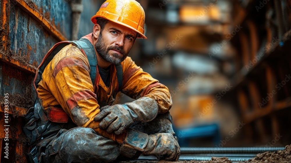 Construction worker resting Construction worker resting