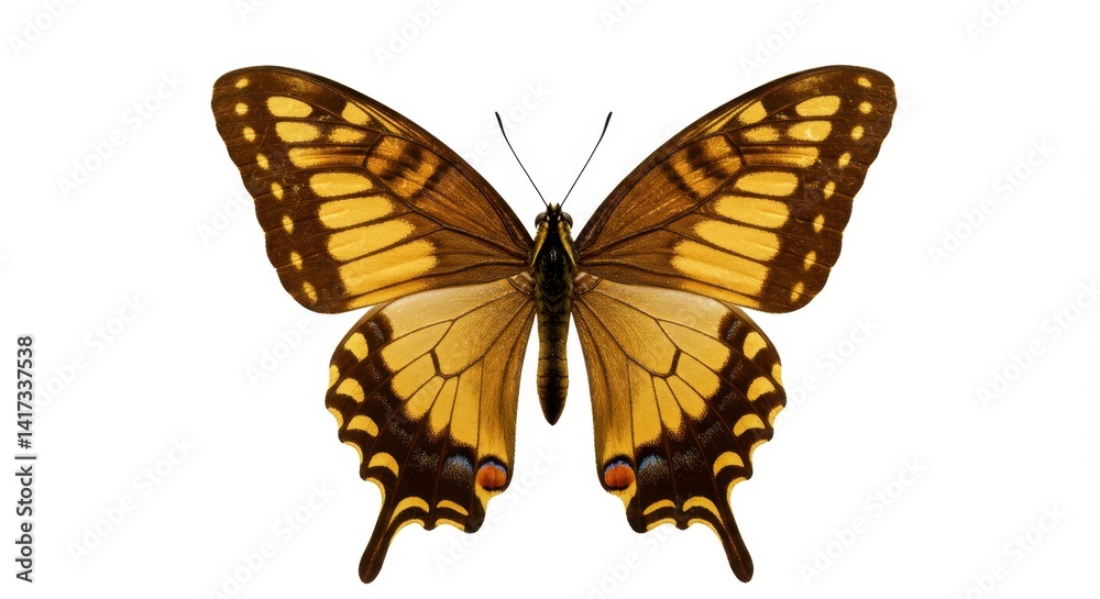 Fototapeta premium Golden yellow butterfly isolated on white background