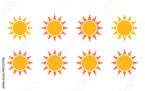 Vibrant Sun Icon Set - Perfect for Summer Designs and Weather Illustrations