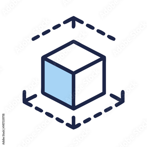 3D Cube Icon Representing Three-Dimensional Design and Digital Modeling