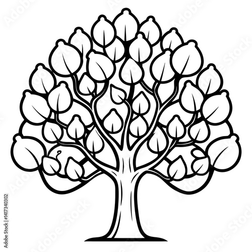  Stylish Pear Tree Design with Strong Outlines