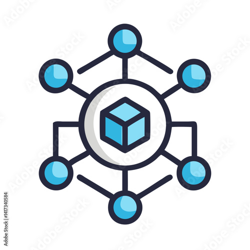 Blockchain Nodes Icon Representing Decentralized Network and Distributed Ledger Technology
