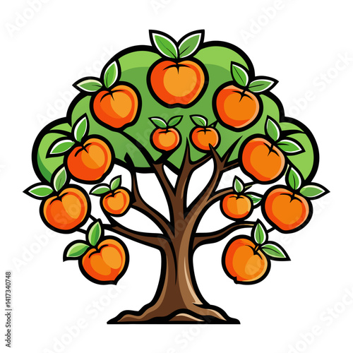  Vivid Persimmon Tree Illustration