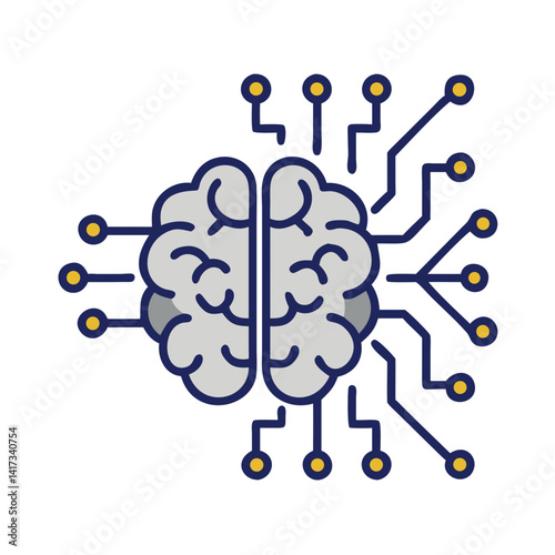 Brain Circuit Icon Representing Artificial Neural Networks and Cognitive Computing