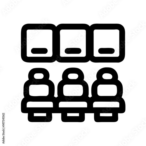 Cinema Seats Icon Representing Theater Seating and Movie Viewing Arrangement