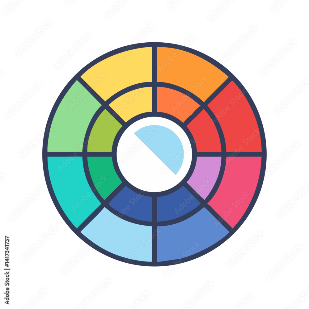 Color Wheel Icon Representing Visual Palette and Creative Color Selection Color Wheel Icon Representing Visual Palette and Creative Color Selection