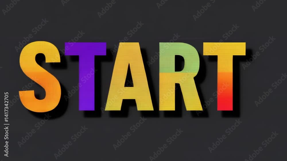 Start text with glitch effect background video. Start text with glitch effect background video.