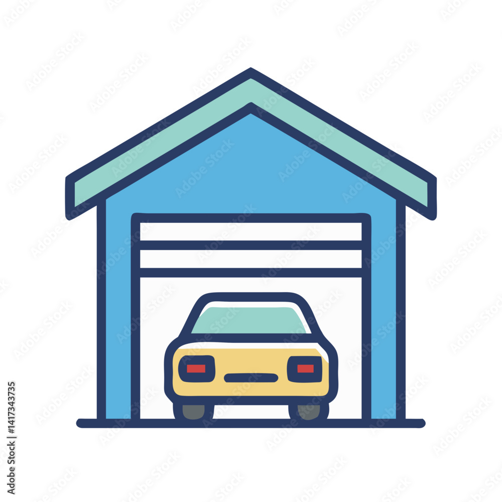 Garage Icon Representing Home Vehicle Storage and Residential Parking Space Garage Icon Representing Home Vehicle Storage and Residential Parking Space