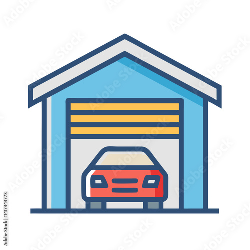 Garage Icon Representing Home Vehicle Storage and Residential Parking Space