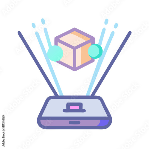 Holographic Interface Icon Representing Virtual Interaction and Futuristic Digital Display