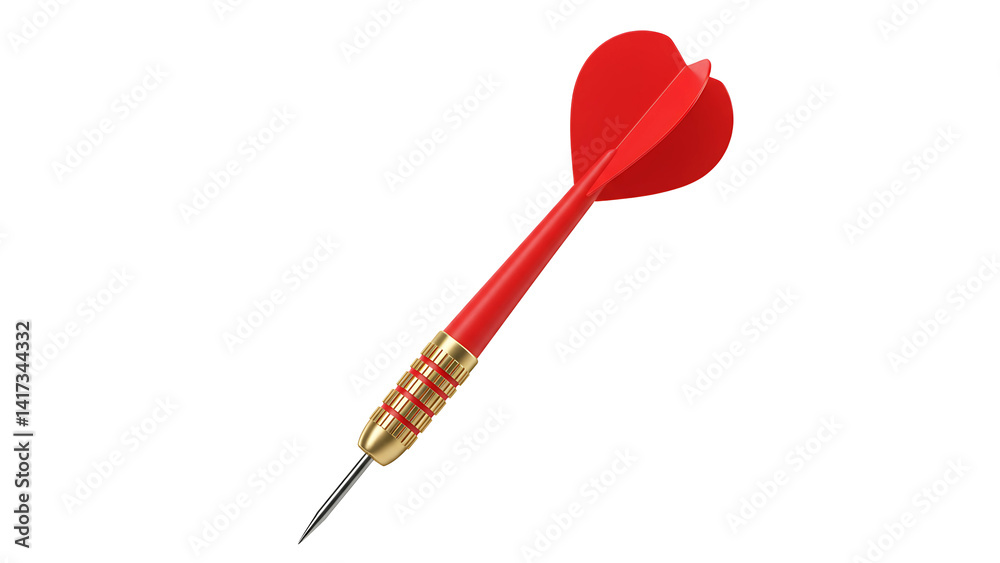Precision Dart with red Fletching on Transparent Background Precision Dart with red Fletching on Transparent Background