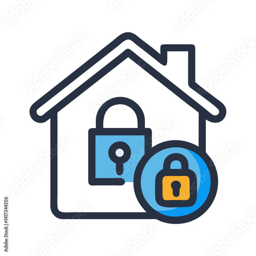 Home with Unlocked Icon Representing Security Access and Smart Home Entry Status