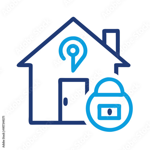 Home with Unlocked Icon Representing Security Access and Smart Home Entry Status