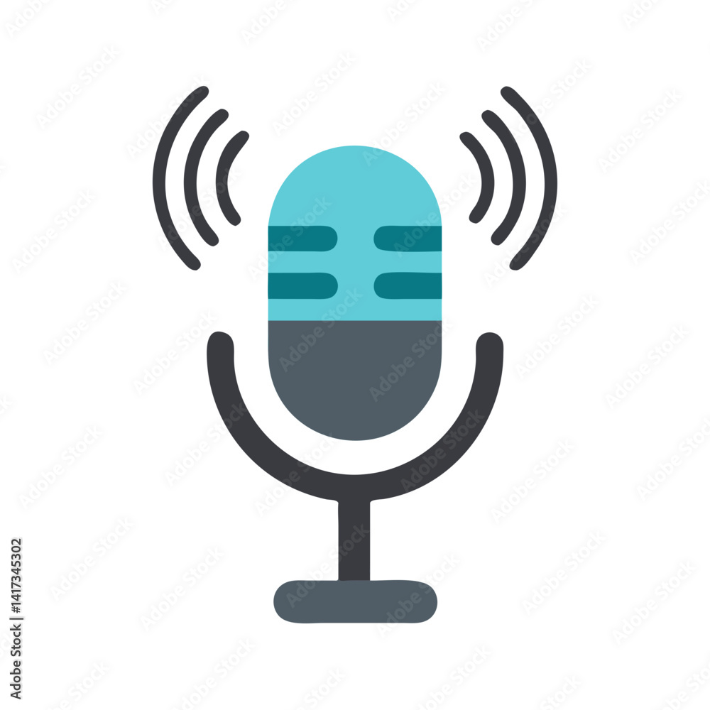 Microphone Icon Representing Vocal Recording Tool and Audio Input Device Microphone Icon Representing Vocal Recording Tool and Audio Input Device