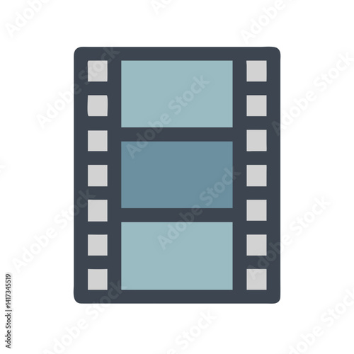 Movie Strip Icon Representing Film Footage and Cinematic Content for Media Production