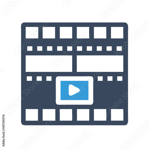 Movie Strip Icon Representing Film Footage and Cinematic Content for Media Production