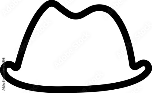 Magic hat vector icon in line for apps or web design Fashion hats, wand, cap silhouette style isolated on transparent background