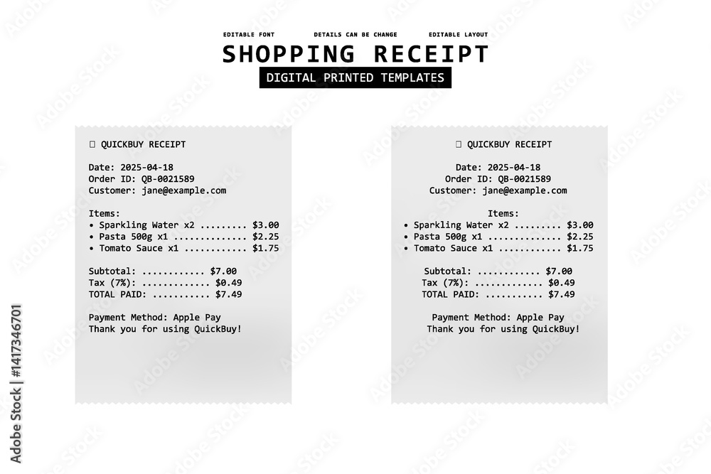 shopping reciept digital printed templates design shopping reciept digital printed templates design