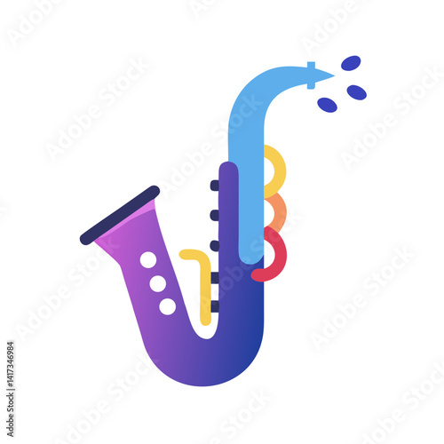 Saxophone Icon Representing Jazz Wind Instrument and Musical Performance