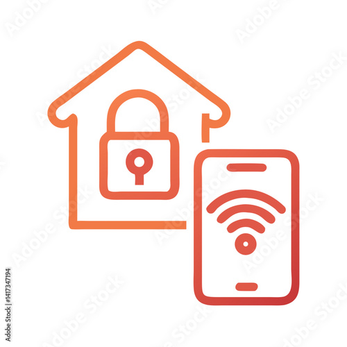 Smart Home Lock Icon Representing Remote Security and Wireless Access Control