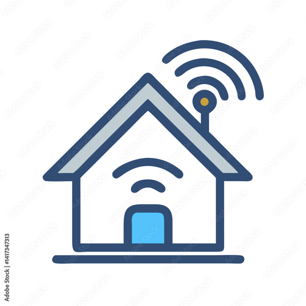 Smart Home Signal Icon Representing Wireless Home Automation System Smart Home Signal Icon Representing Wireless Home Automation System