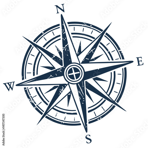 Compass Vector Illustration  Minimal Line Art Design