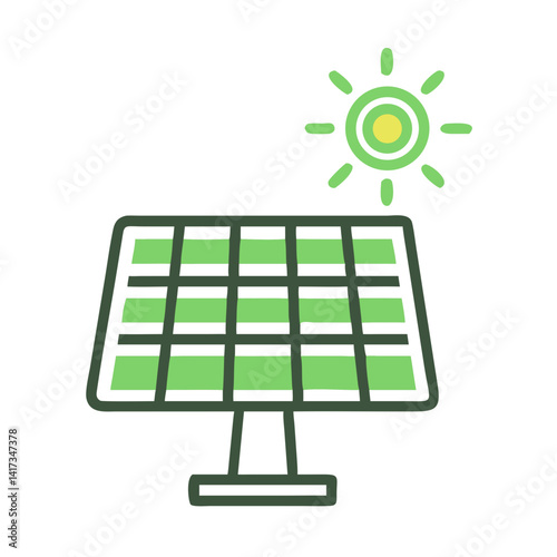 Solar Panel Icon Representing Renewable Energy and Sustainable Power