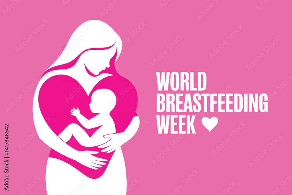 World breastfeeding week vector illustration for awareness campaign and support mothers milk World breastfeeding week vector illustration for awareness campaign and support mothers milk