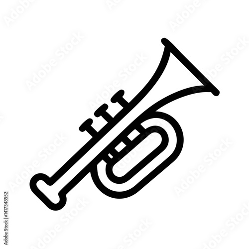 Trumpet Icon Representing Brass Wind Instrument and Musical Performance