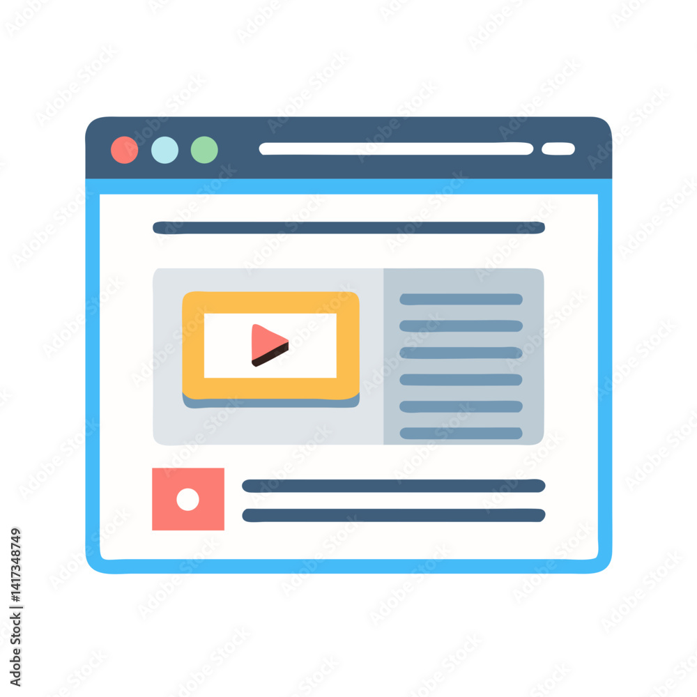 Video Browser Window Icon Representing Online Streaming and Digital Media Video Browser Window Icon Representing Online Streaming and Digital Media