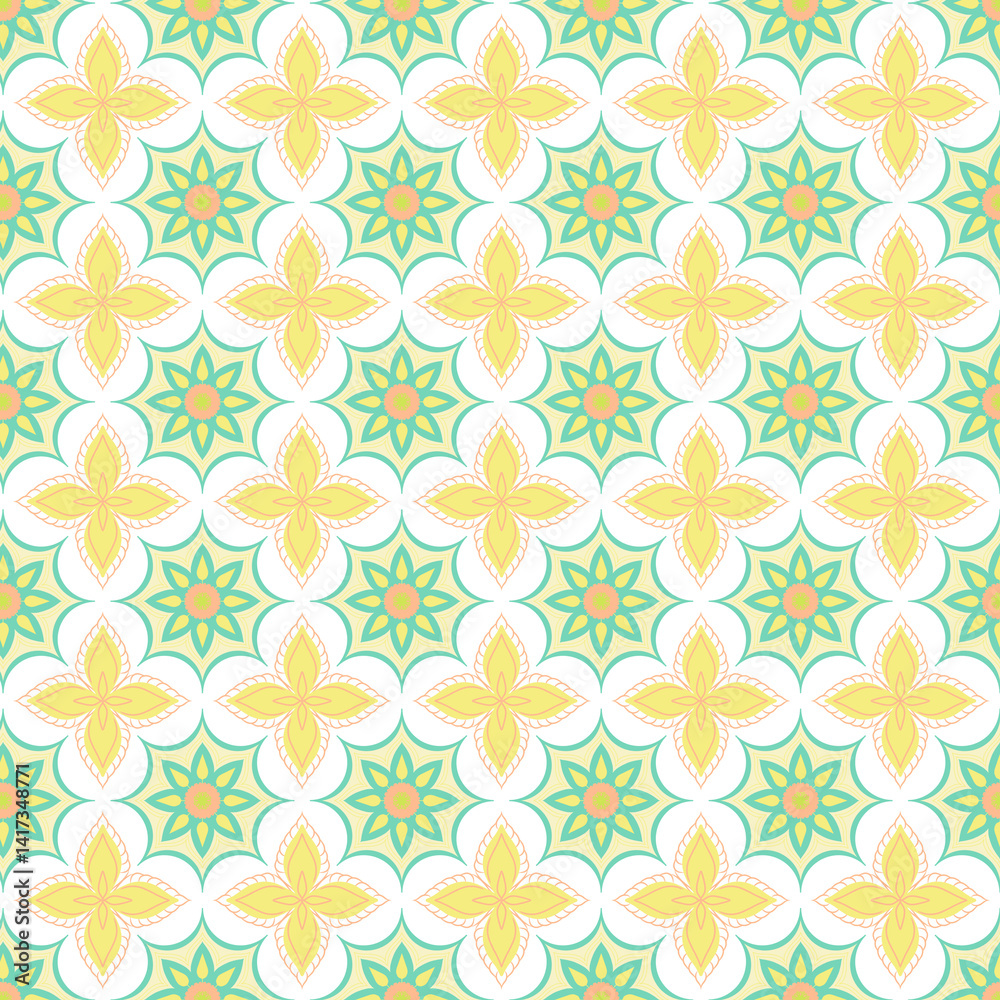 Tile Images-Seamless floral pattern vector illustration showcases a spring-inspired design with pink and yellow flowers, perfect for vintage textile decoration Tile Images-Seamless floral pattern vector illustration showcases a spring-inspired design with pink and yellow flowers, perfect for vintage textile decoration