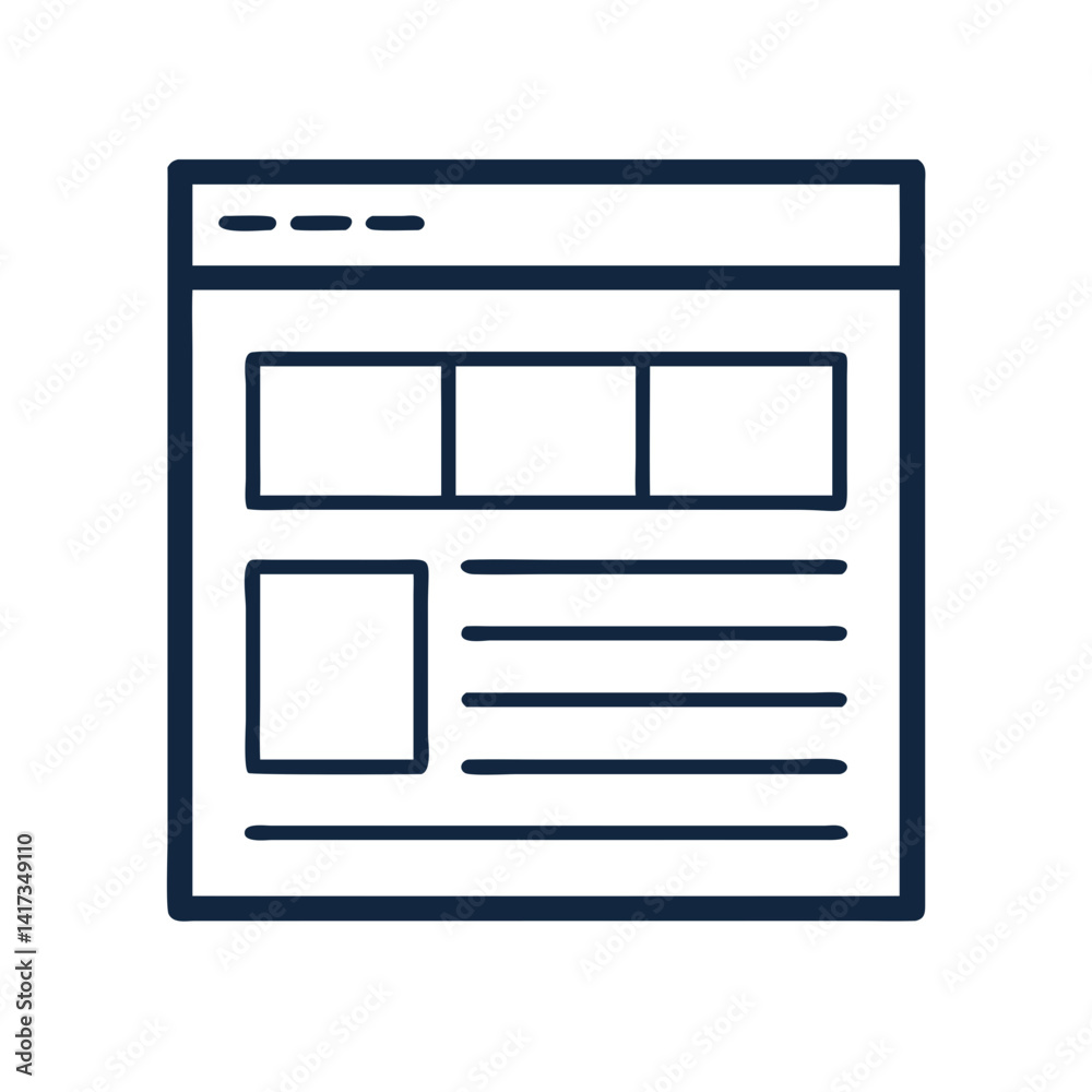 Web Page Layout Icon Representing Wireframe and Design Structure Web Page Layout Icon Representing Wireframe and Design Structure