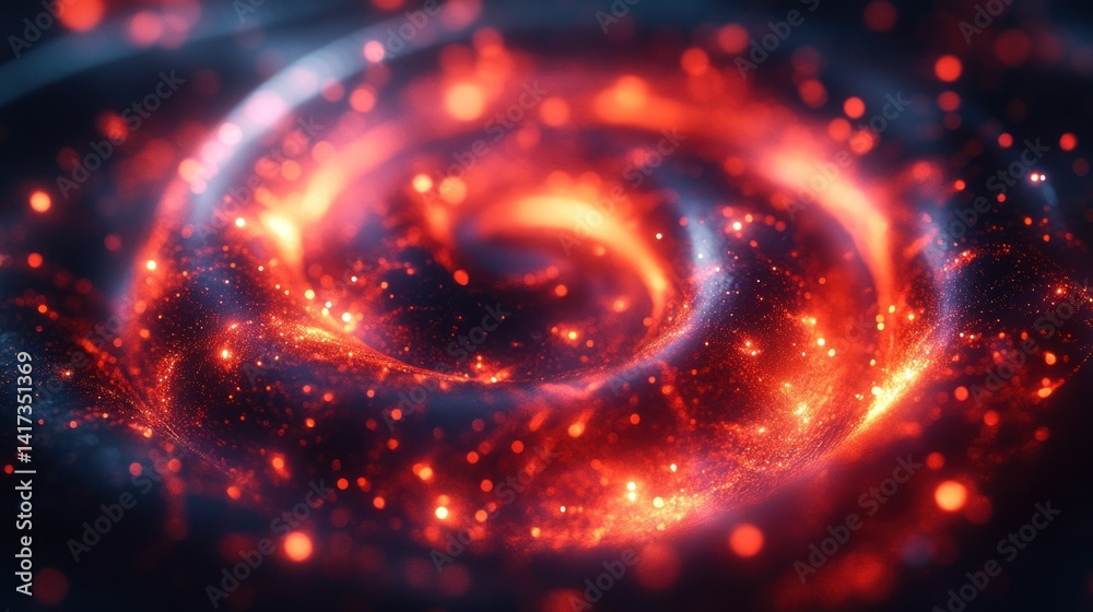 Abstract swirling vortex of fiery particles Abstract swirling vortex of fiery particles