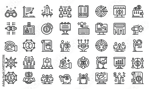 Business icons a curated selection showcasing diverse concepts and applications for any related project