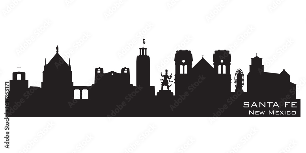 Fototapeta premium Santa Fe New Mexico city skyline vector silhouette
