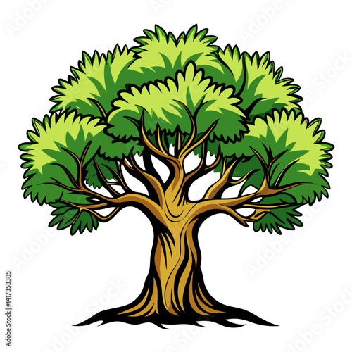  Bold Russian Olive Tree Illustration with Clear Outline