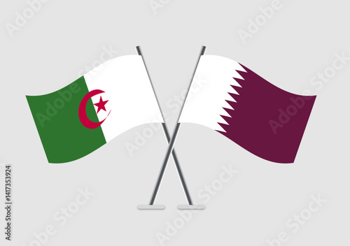 Algeria and Qatar vector flags symbolizing alliance in vector art