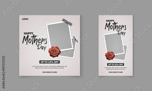 Happy Mother's Day sale discount social media post, story template design for promotion, marketing
