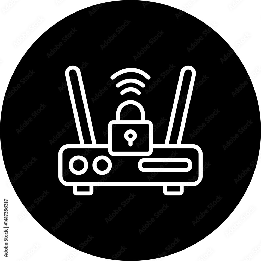 Router Vector Line Black Circle Icon Design Router Vector Line Black Circle Icon Design