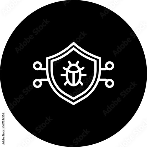 Antivirus Vector Line Black Circle Icon Design
