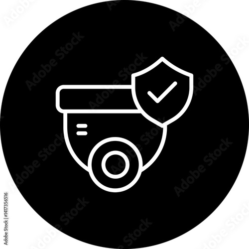 Cctv Vector Line Black Circle Icon Design