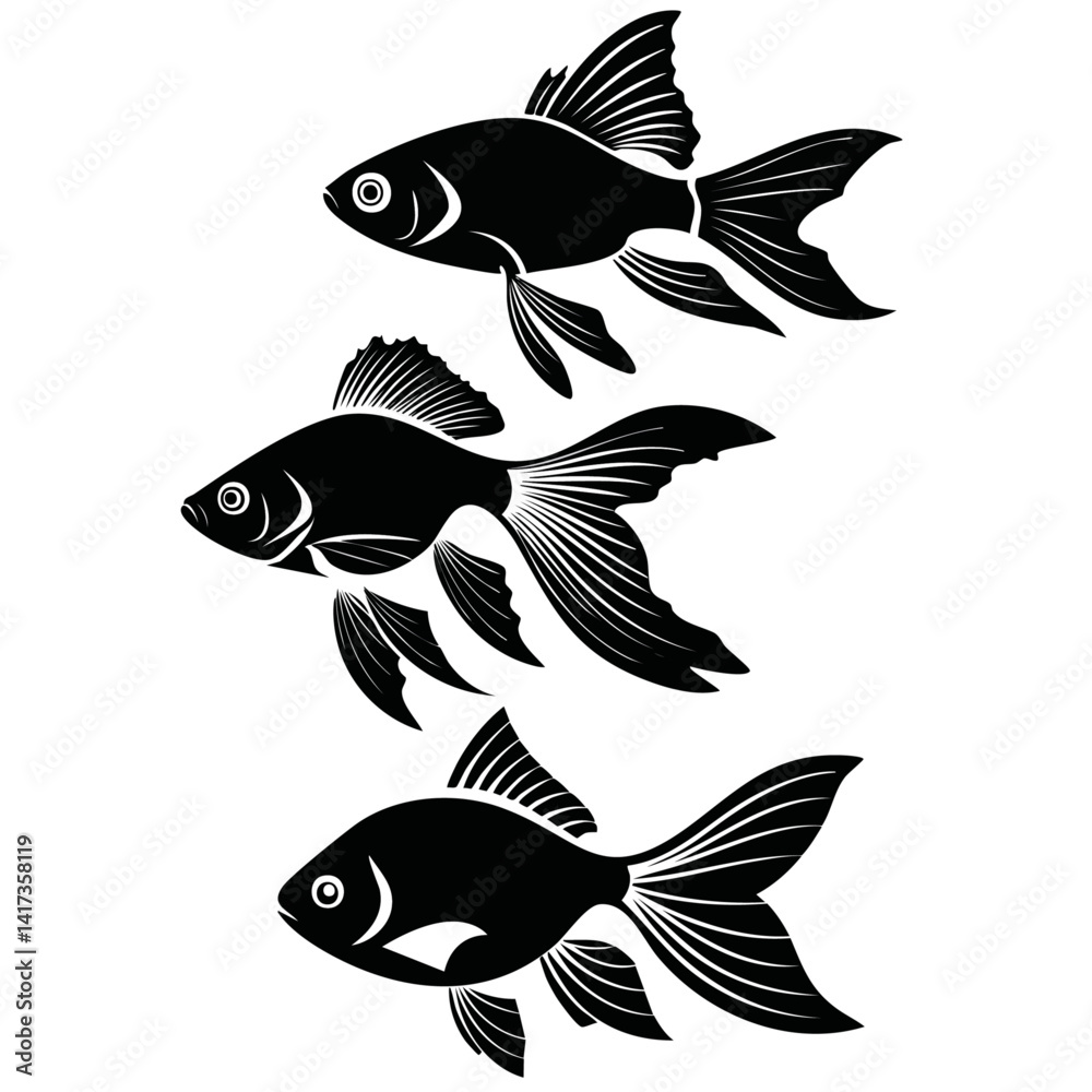 set of fish vector silhouette graphic design
