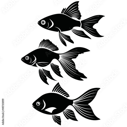 Obraz na płótnie set of fish vector silhouette graphic design w salonie