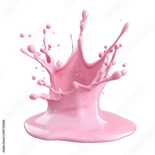 Pink Liquid Splash isolated on PNG transparent background, cut out