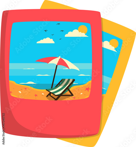 Album summer and vacation stuff illustration. Vector isolated.
