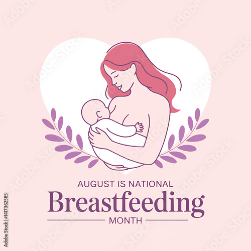 August national breastfeeding month illustration for lactation consultant and support groups