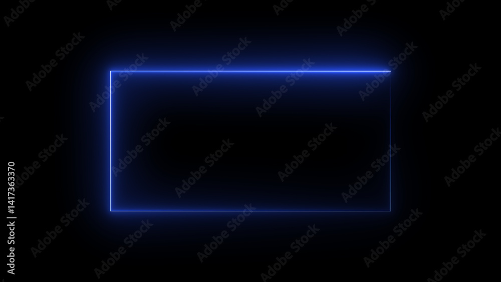 glowing neon blue color square rectangle frame icon ,Trendy glowing light circle rotate isolated with a black background. glowing neon blue color square rectangle frame icon ,Trendy glowing light circle rotate isolated with a black background.